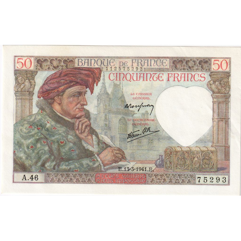 Francia, 50 Francs, Jacques Coeur, 1941-03-13, A.46, EBC