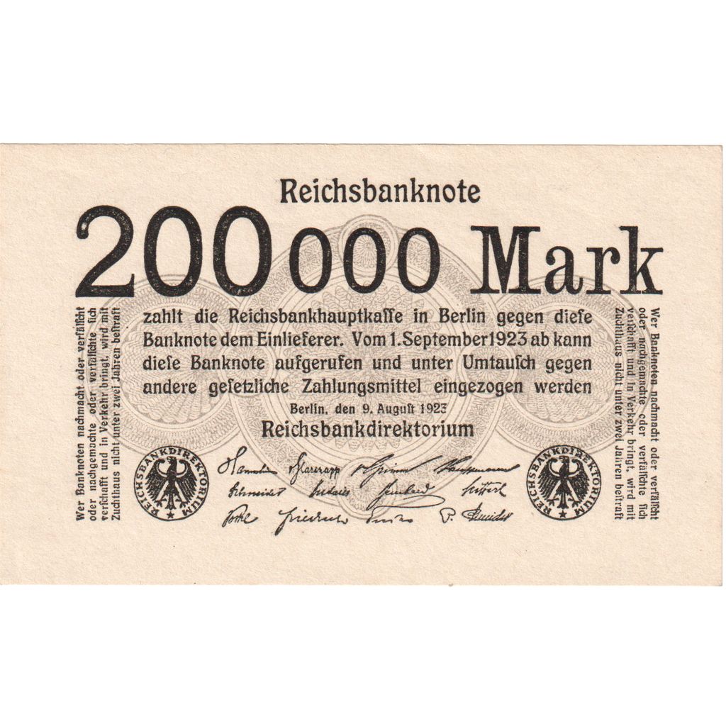 Germania, 200,000 Mark, 1923-08-09, FDS
