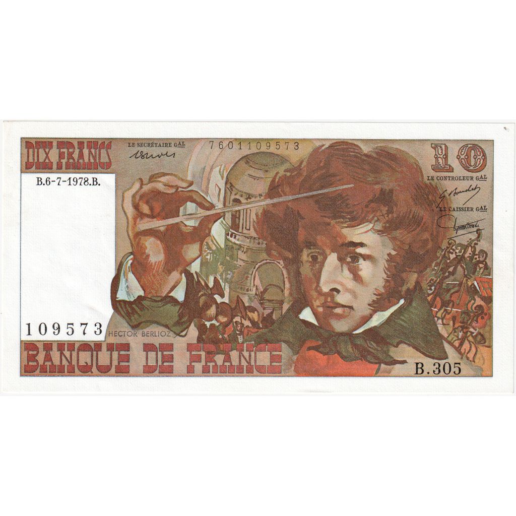 Francja, 10 Francs, Berlioz, 1978-07-06, B.305, UNC(65-70)