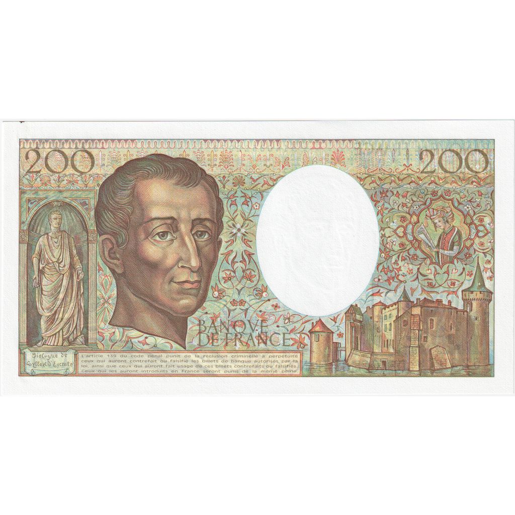 Francja, 200 Francs, Montesquieu, A.071, AU(55-58)