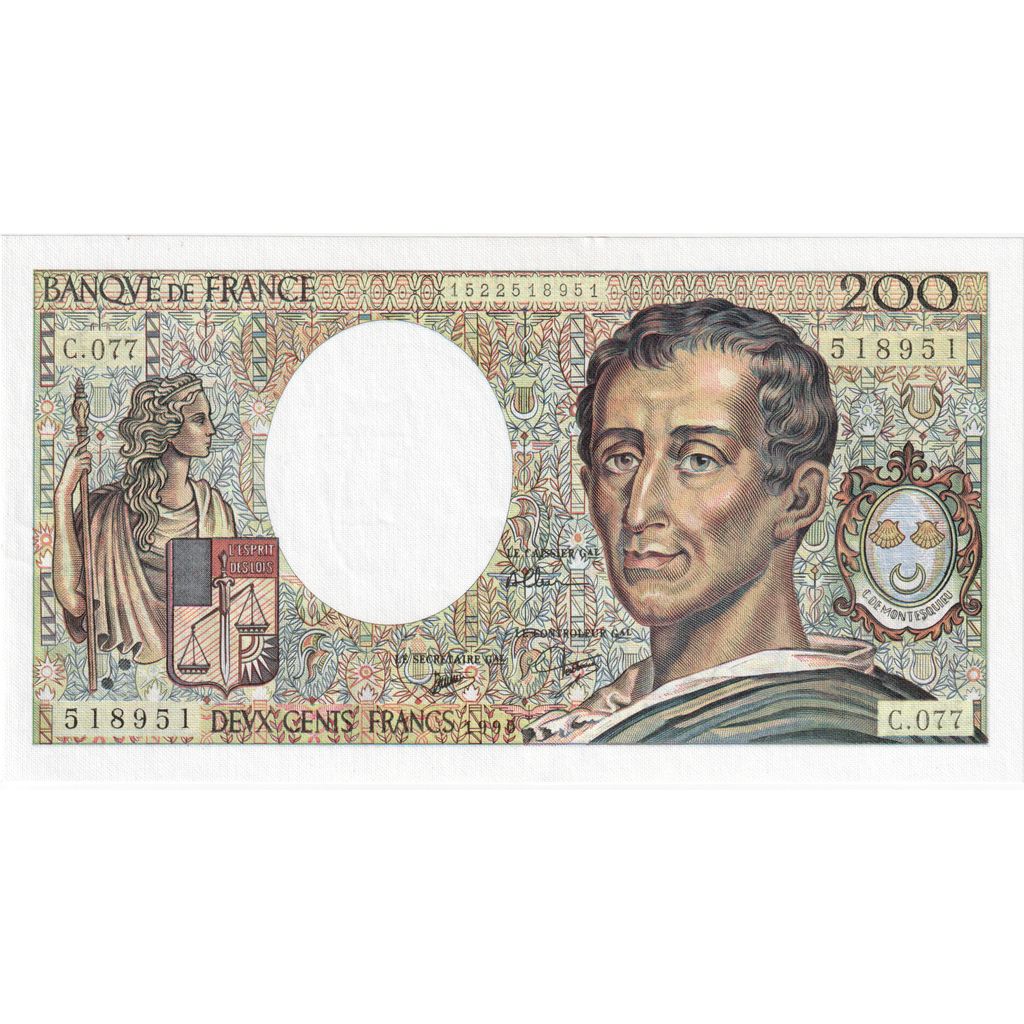 France, 200 Francs, Montesquieu, 1990, C.077, UNC(63)