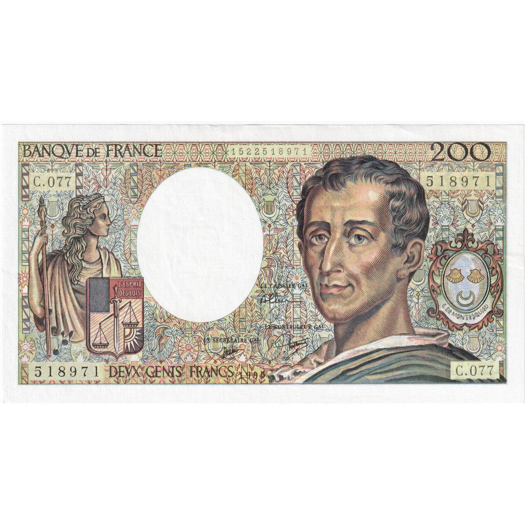 France, 200 Francs, Montesquieu, 1990, C.077, UNC(63)
