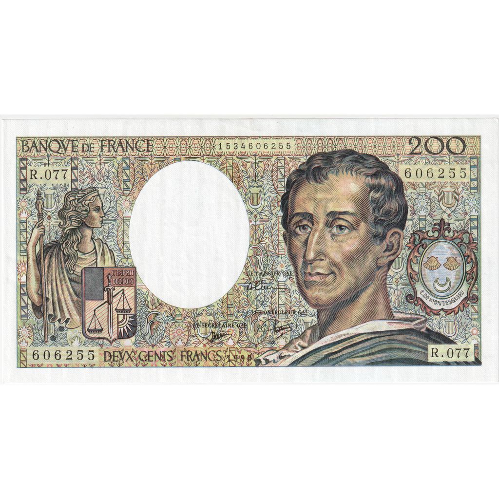 Francja, 200 Francs, Montesquieu, 1990, R.077, UNC(63)