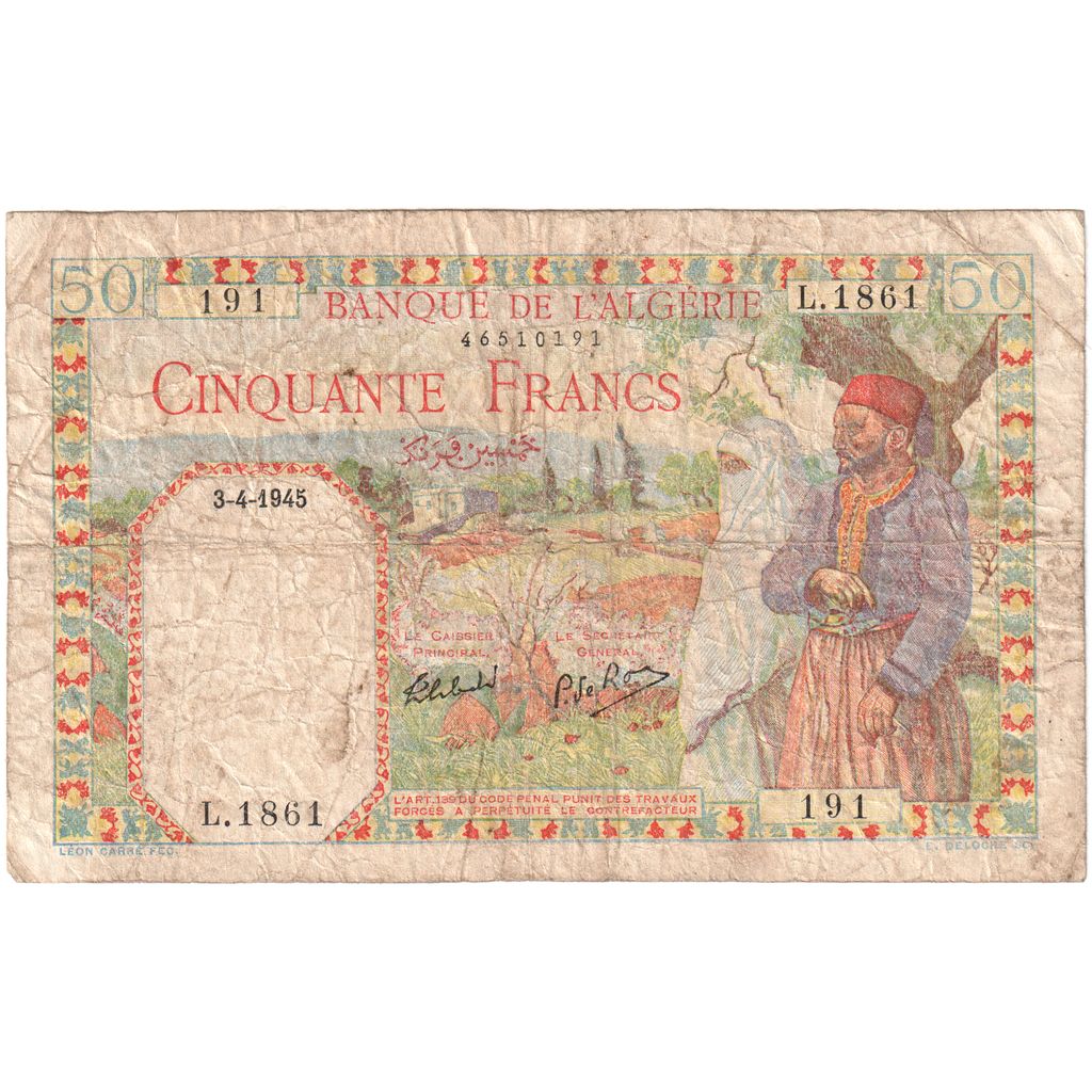 Algeria, 50 Francs, 1945-04-03, S