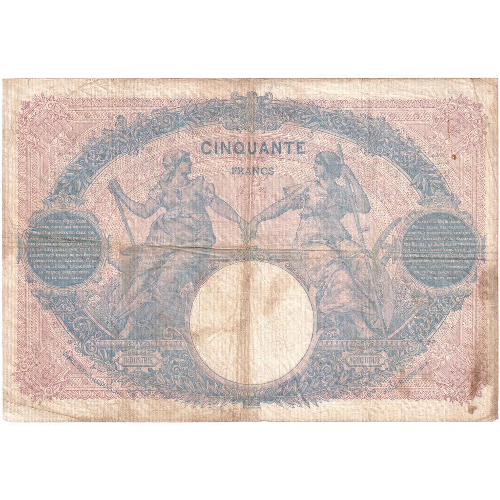 Francia, 50 Francs, Bleu et Rose, 1914-09-01, D.5411, MB+