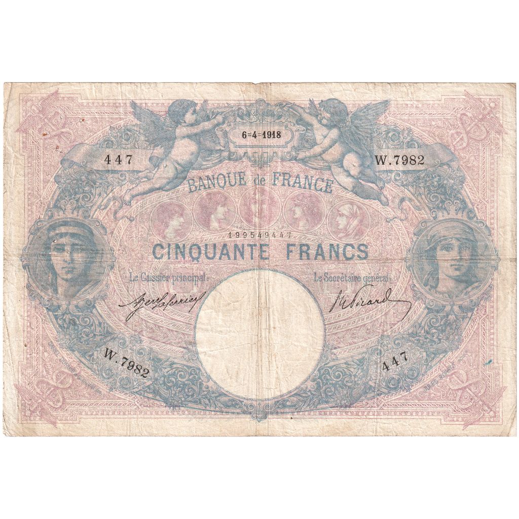 Frankreich, 50 Francs, Bleu et Rose, 1918-04-06, W.7982, S