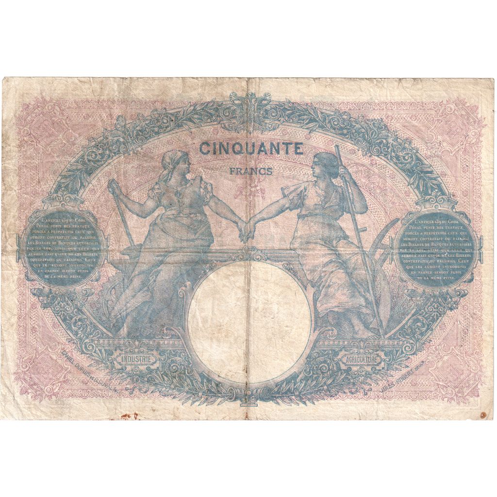 France, 50 Francs, Bleu et Rose, 1919-11-06, N.8706, TB