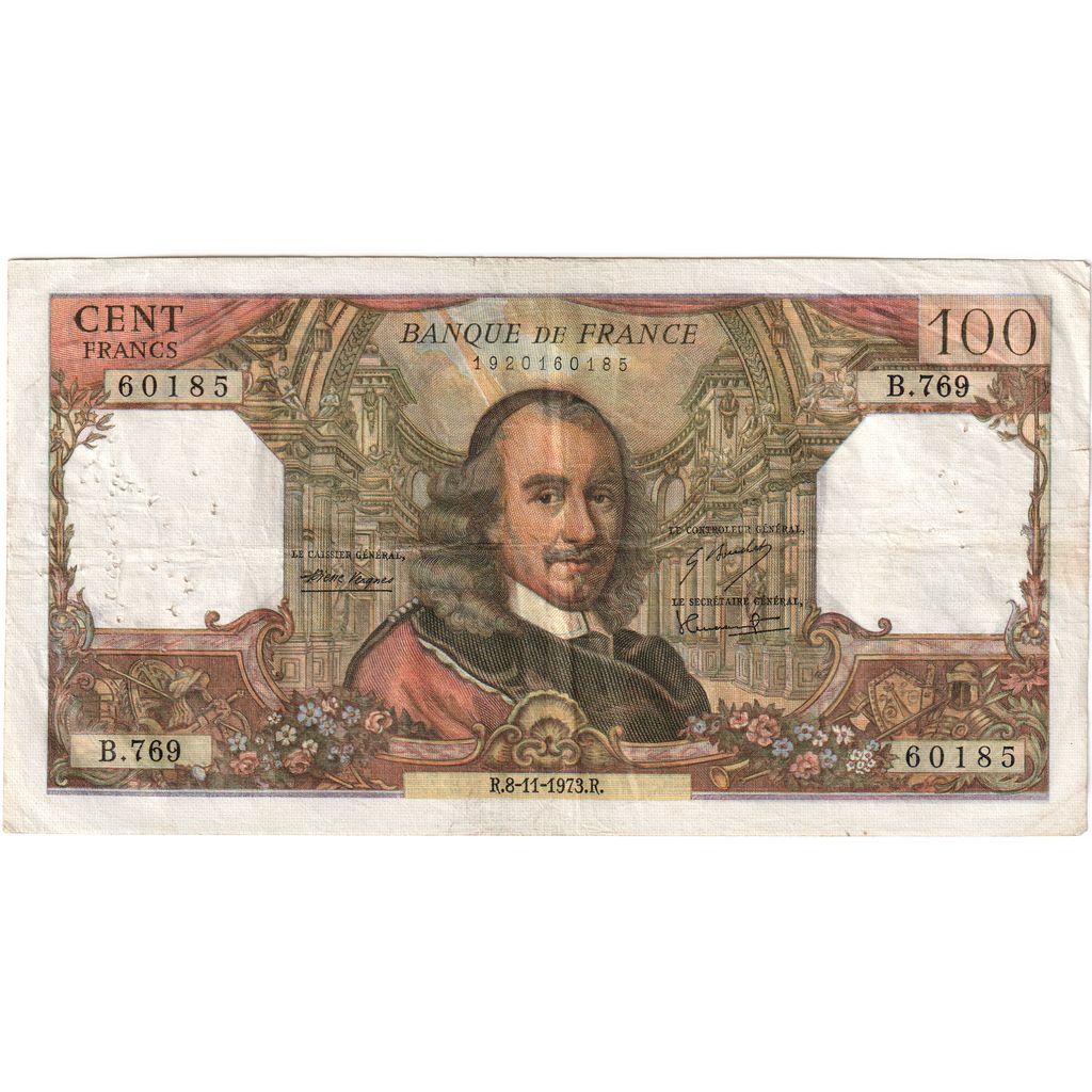 França, 100 Francs, Corneille, 1973-11-08, B.769, VF(20-25)