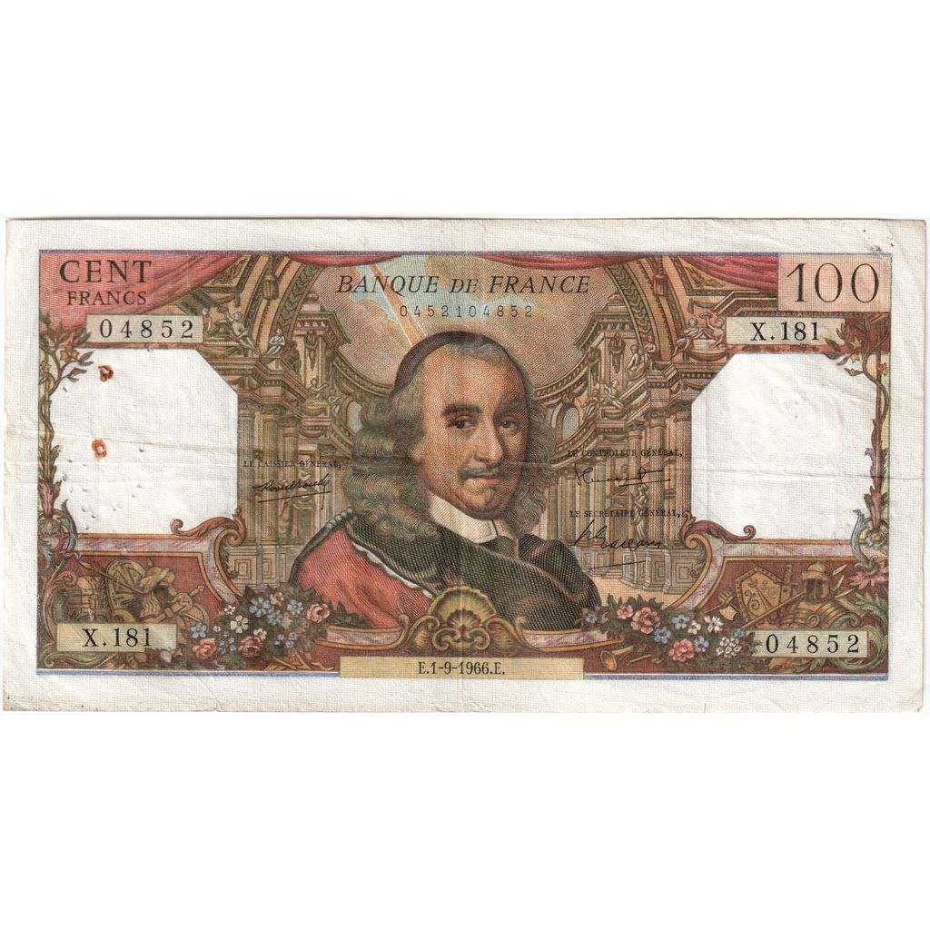 França, 100 Francs, Corneille, 1966-09-01, X.181, VF(20-25)