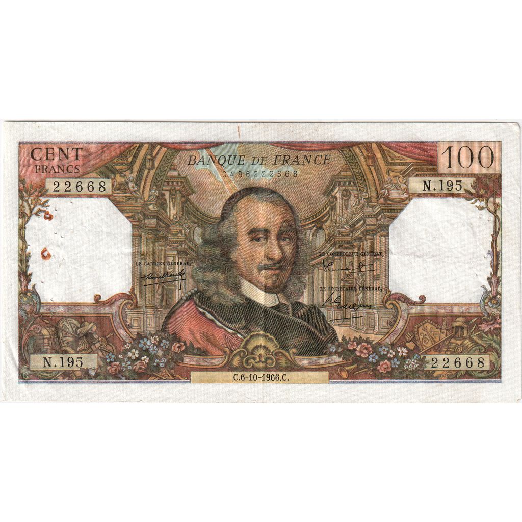 Frankreich, 100 Francs, Corneille, 1966-10-06, N.195, SS+