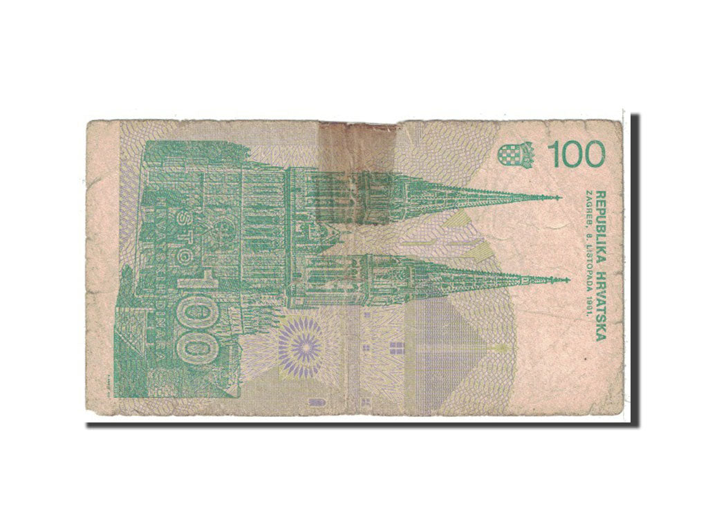 Banknote, Croatia, 100 Dinara, 1991, 1991-10-08, KM:20a, VG(8-10)