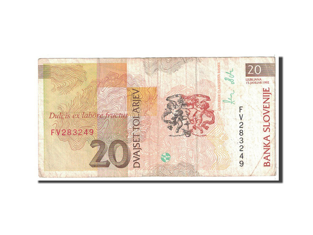 Banknote, Slovenia, 20 Tolarjev, 1992, 1992-01-15, KM:12a, VF(20-25)