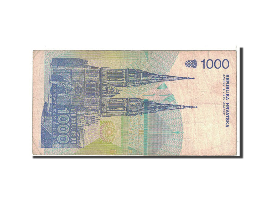 Banknote, Croatia, 1000 Dinara, 1991, 1991-10-08, KM:22a, VF(20-25)