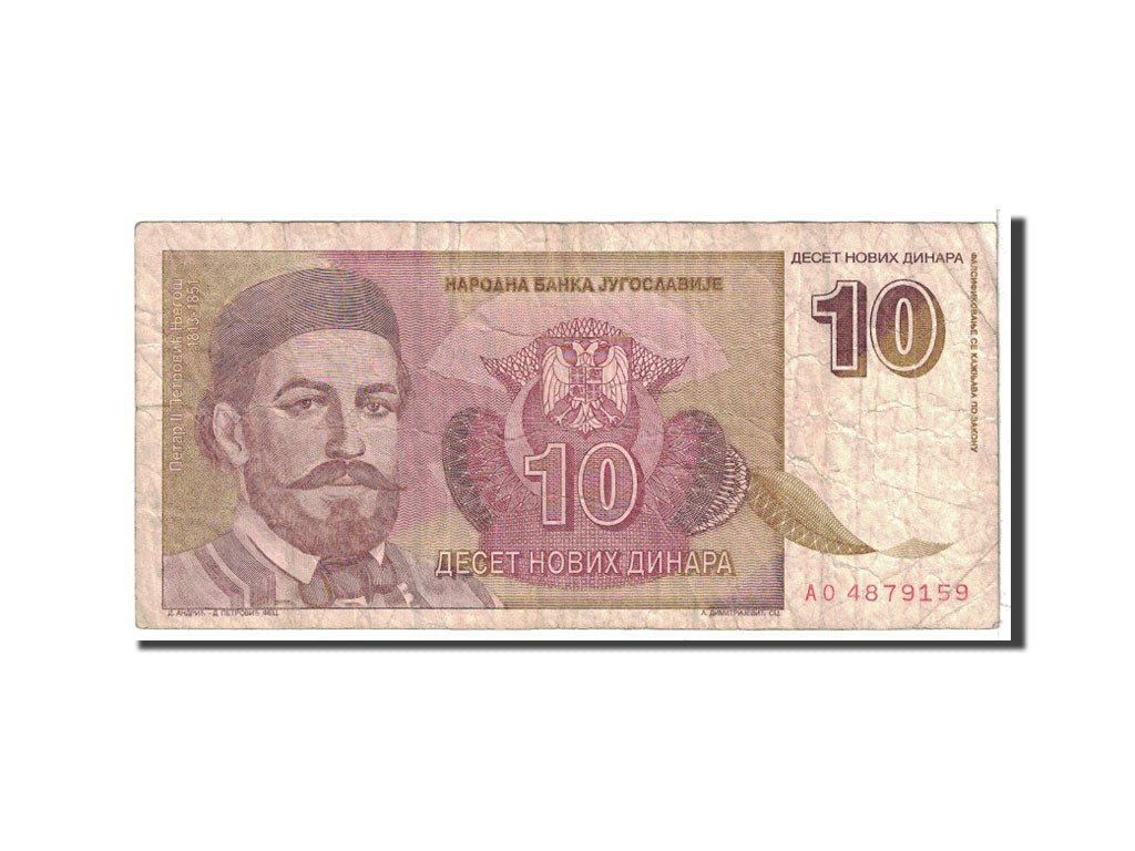 Banknote, Yugoslavia, 10 Novih Dinara, 1994, 1994-03-03, KM:149, VG(8-10)