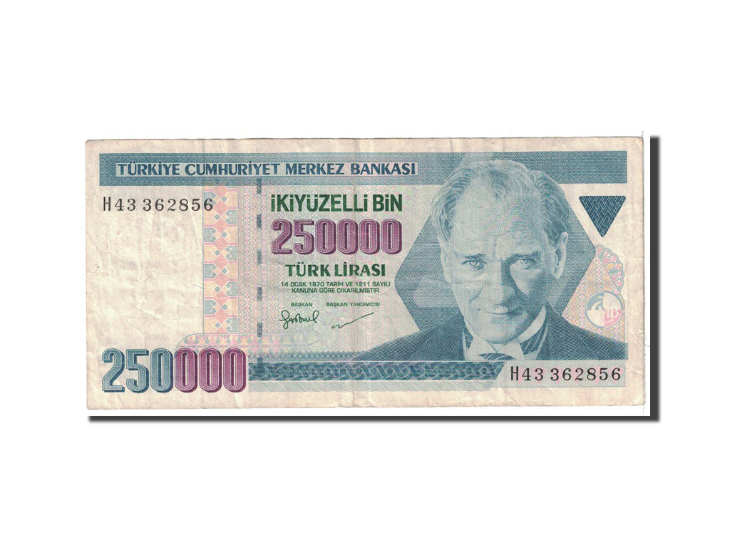Banknote, Turkey, 250,000 Lira, 1998, Undated, KM:211, EF(40-45)