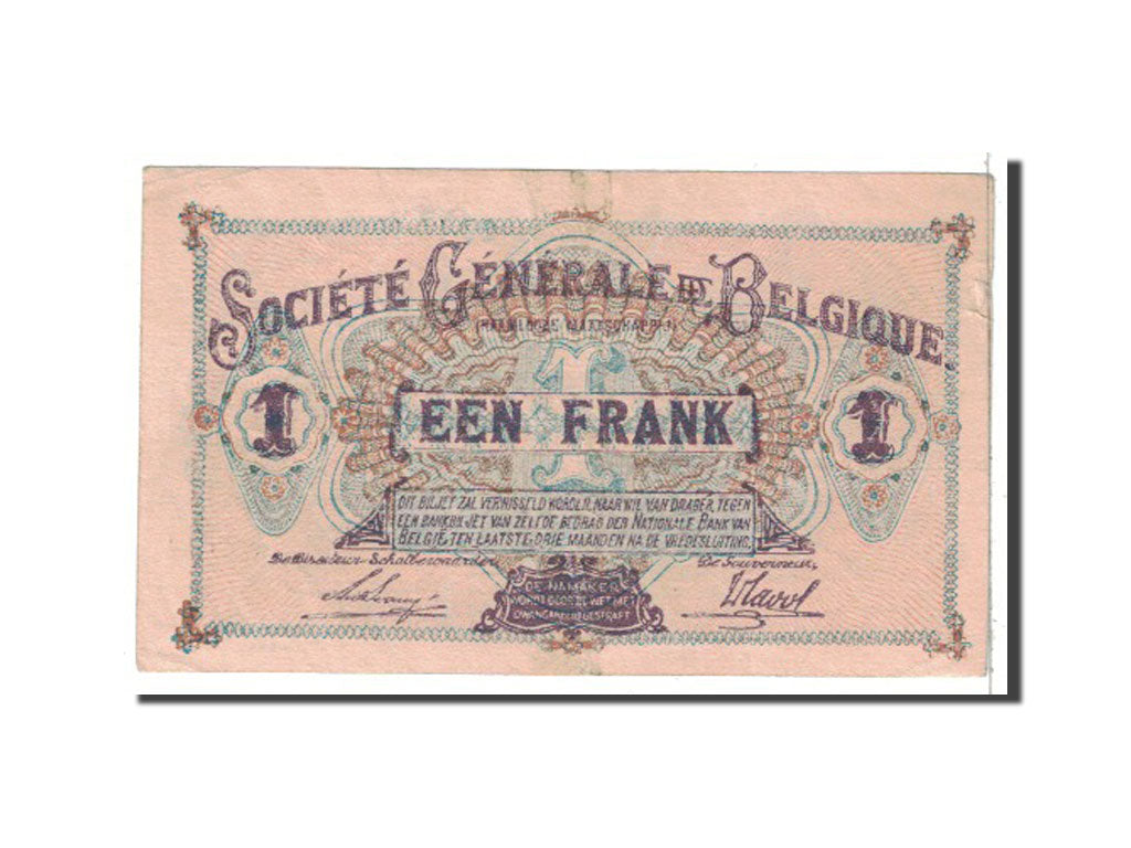Banconote, Belgio, 1 Franc, 1918, KM:86b, 1918-10-29, BB
