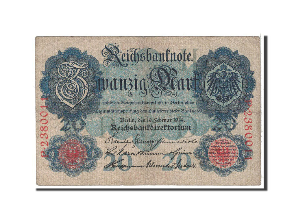 Banknote, Germany, 20 Mark, 1914, 1914-02-19, KM:46b, VF(30-35)