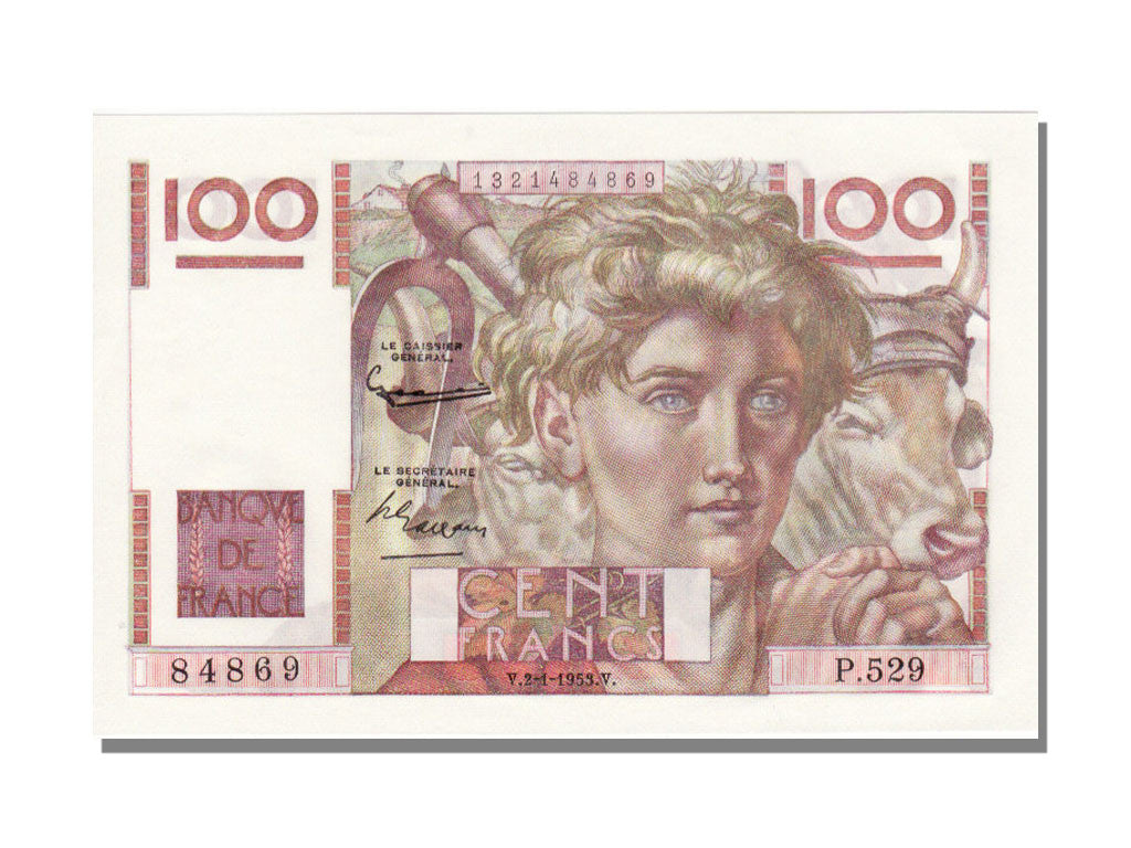 Banknote, France, 100 Francs, 100 F 1945-1954 ''Jeune Paysan'', 1953