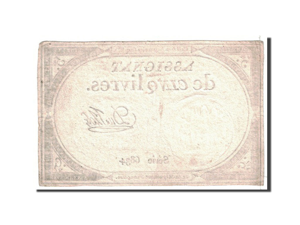 Biljet, Frankrijk, 5 Livres, 1793, 1793-10-31, SUP, KM:A76, Lafaurie:171