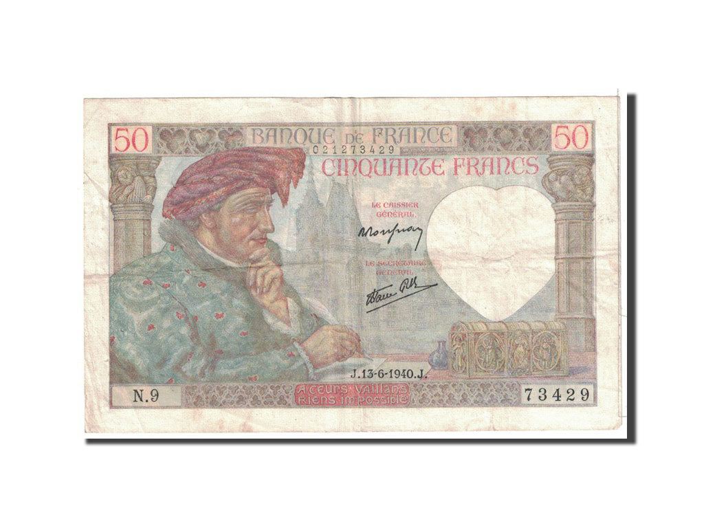 Geldschein, Frankreich, 50 Francs, 1940, 1940-06-13, SS, KM:93