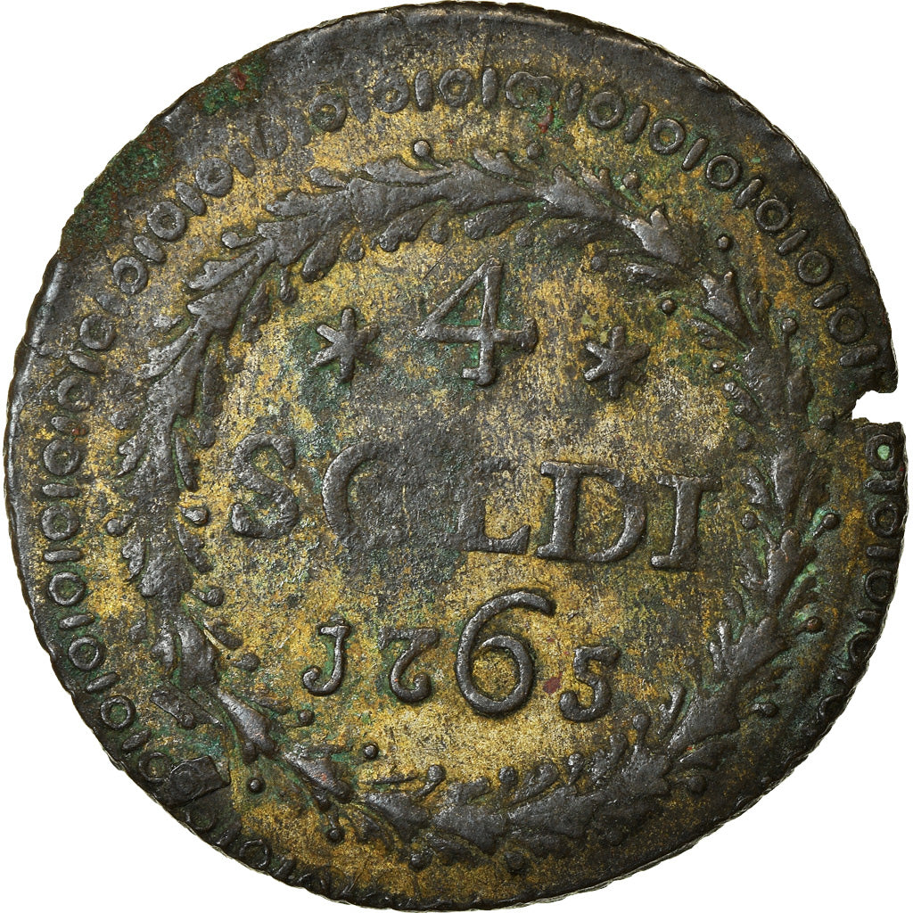 Münze, Italien Staaten, CORSICA, General Pasquale Paoli, 4 Soldi, 1765, Murato