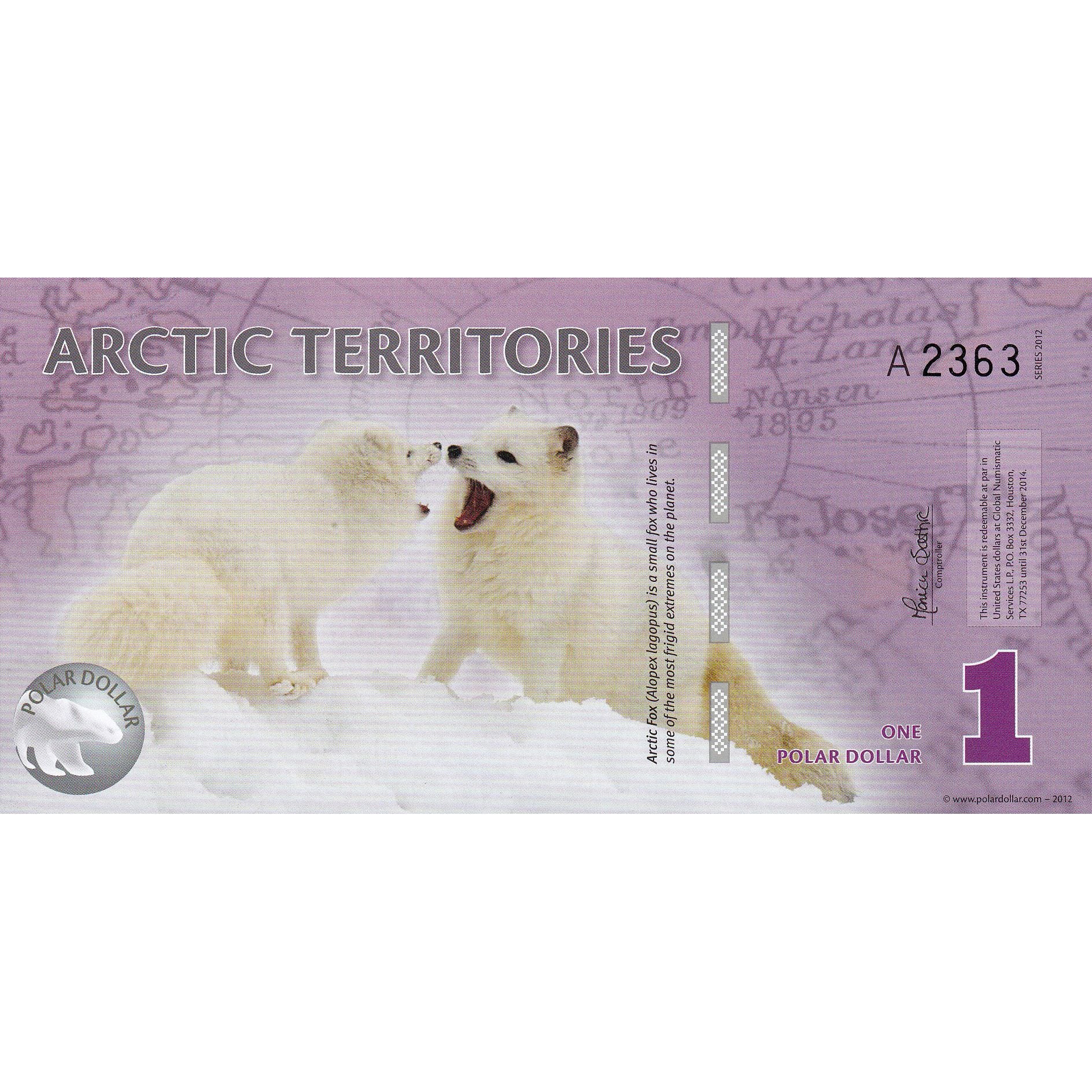 Billet, États-Unis, Dollar, 2012, 1 DOLLAR ARTIC TERRITORIES, NEUF