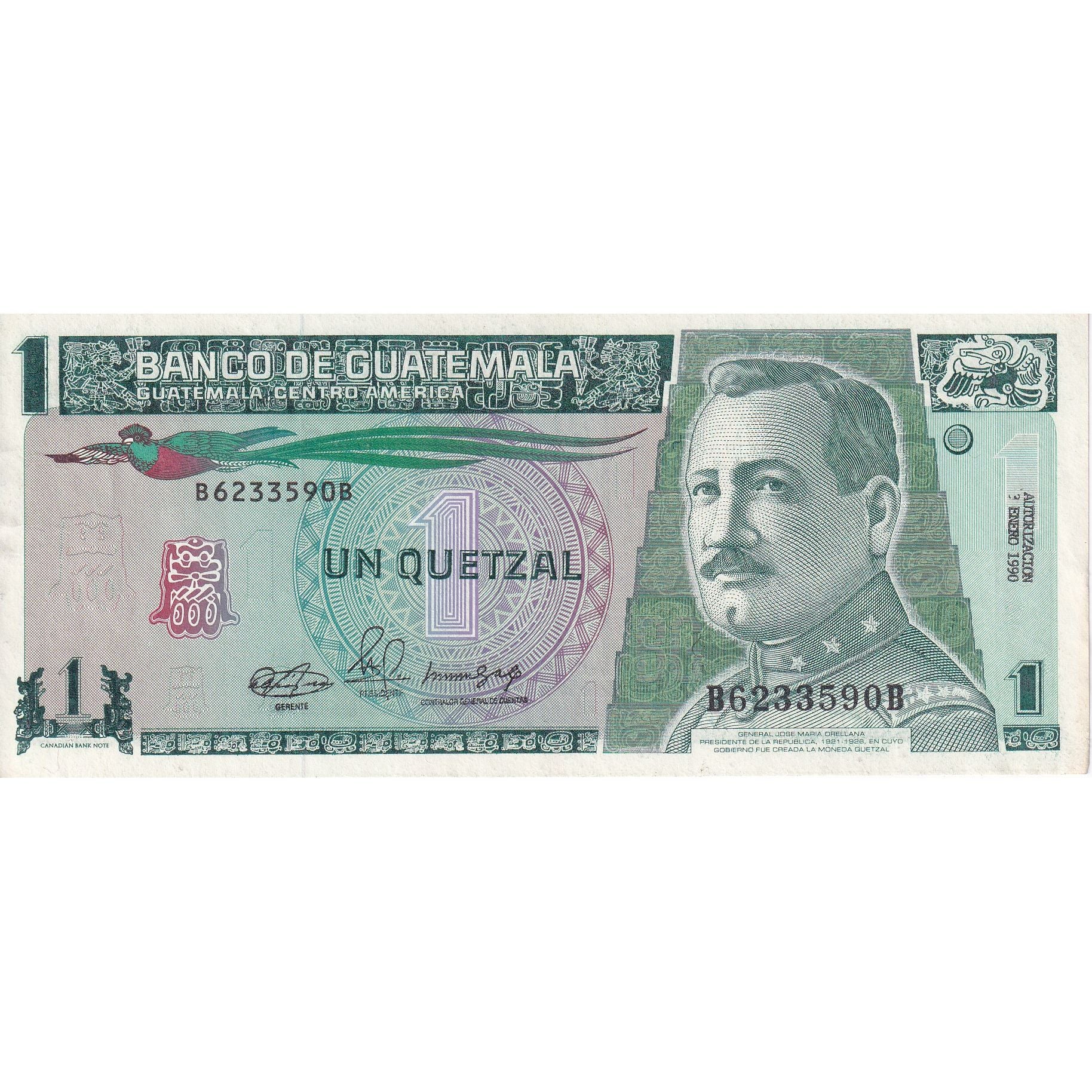 Billete, 1 Quetzal, 1990, Guatemala, 1990-01-03, SC