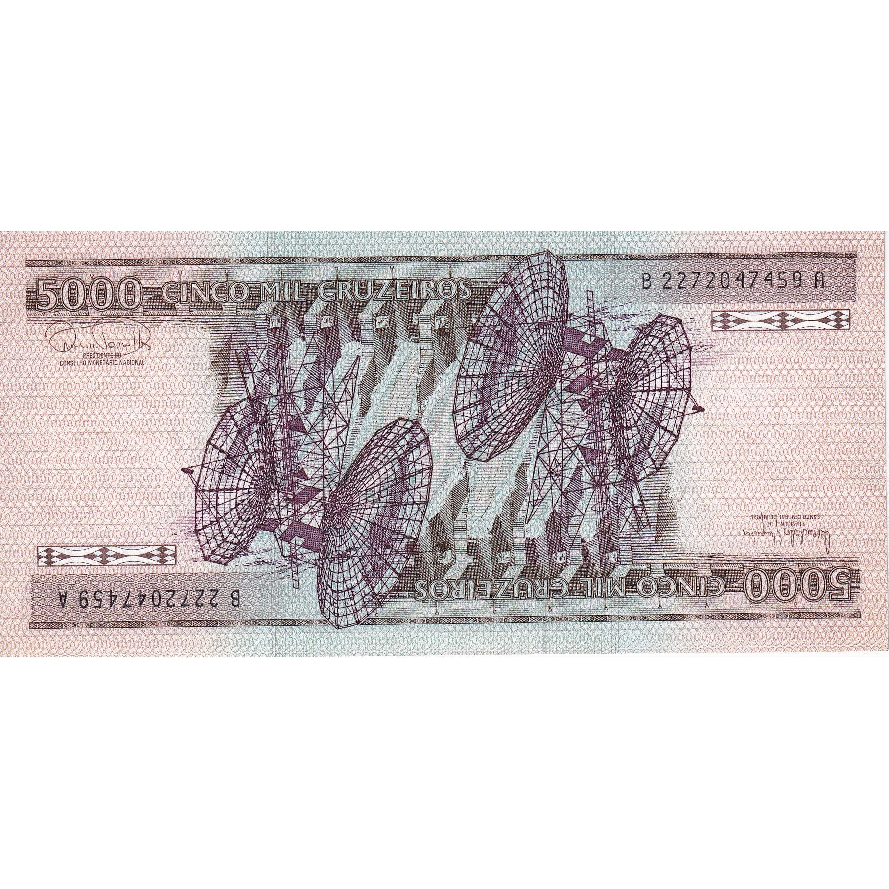 Banknote, Brazil, 5000 Cruzeiros, Undated (1985), KM:202d, UNC(65-70)