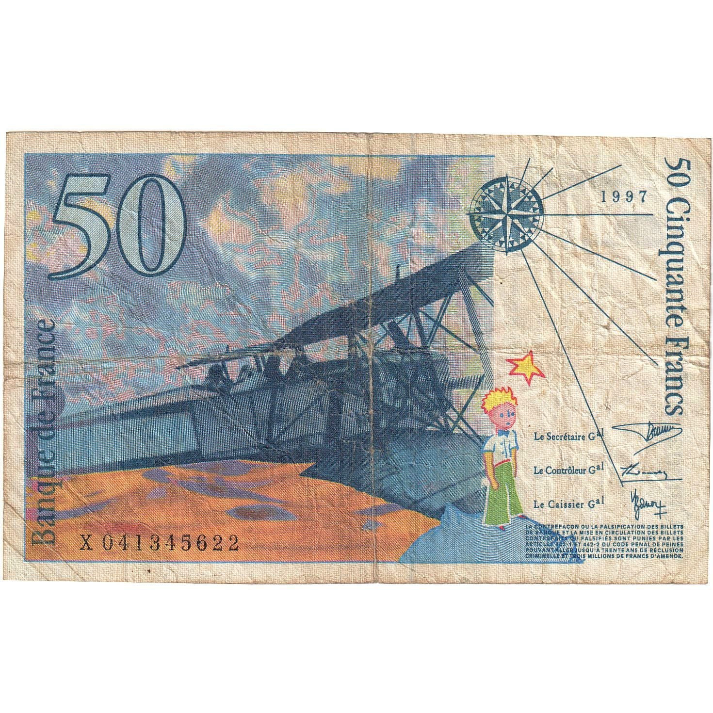 Francia, 50 Francs, St Exupéry, 1997, X041345622, BC, Fayette:73.4, KM:157Ad
