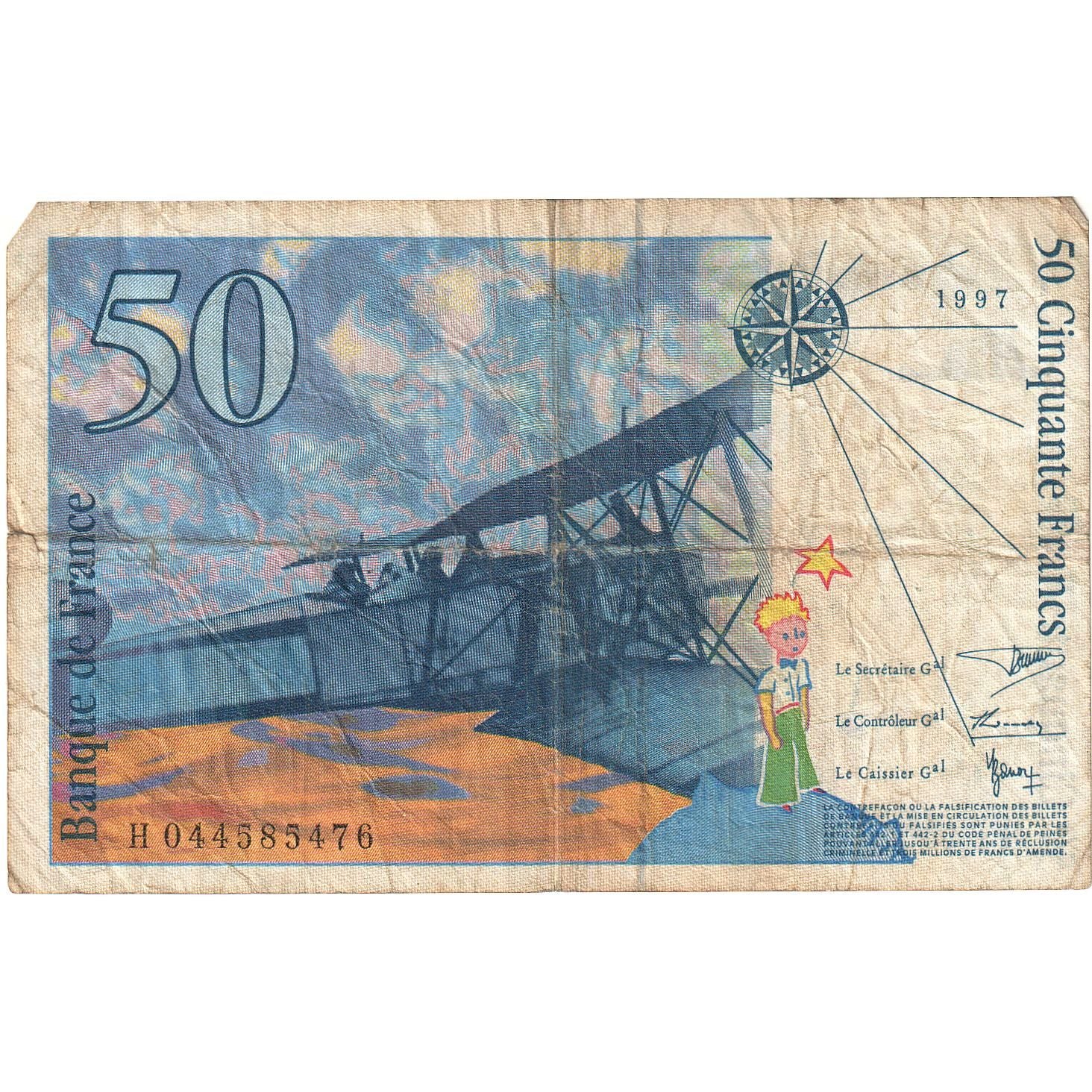 Francja, 50 Francs, St Exupéry, 1997, H044585476, VF(20-25), Fayette:73.4