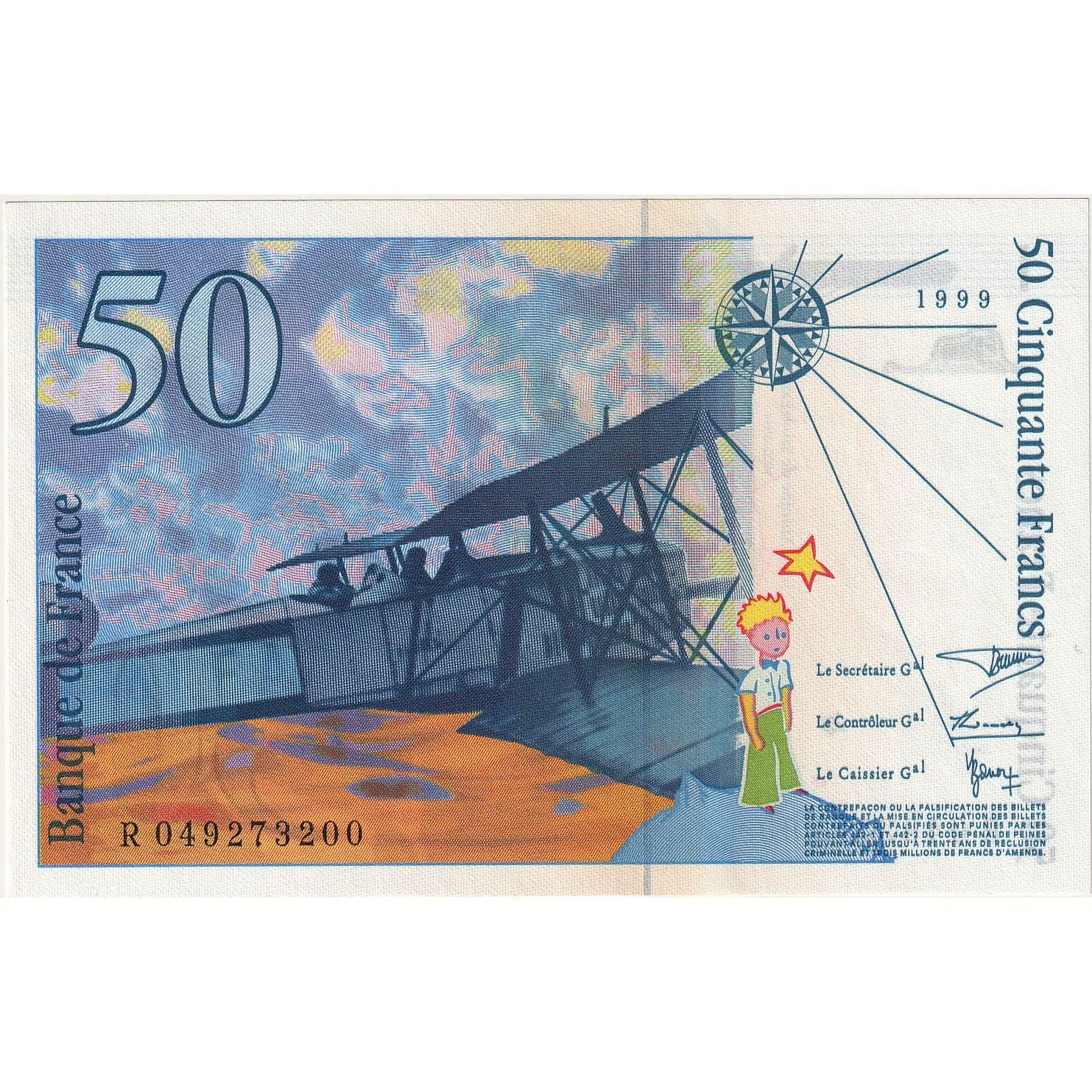 Frankreich, 50 Francs, St Exupéry, 1999, R049273200, UNZ-, Fayette:73.5