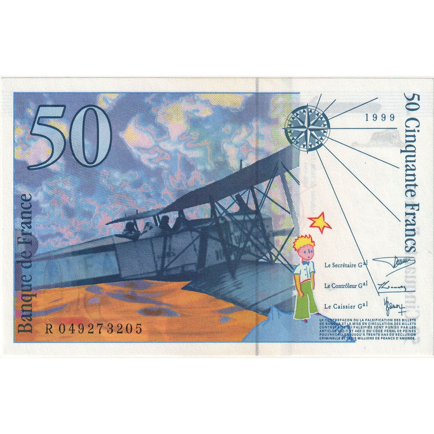 Francia, 50 Francs, St Exupéry, 1999, R049273205, SPL, Fayette:73.5, KM:157Ad