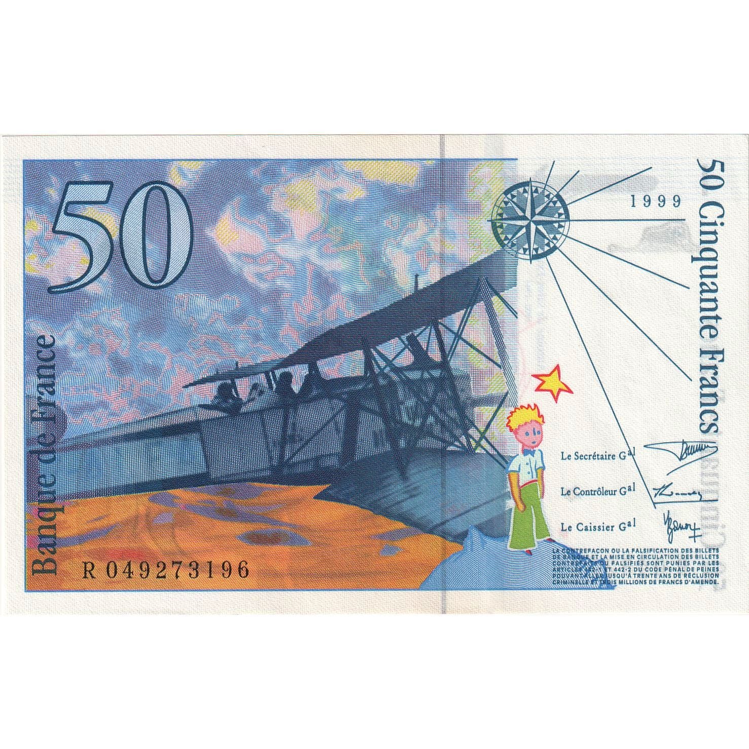 Frankreich, 50 Francs, St Exupéry, 1999, R049273196, UNZ-, Fayette:73.5