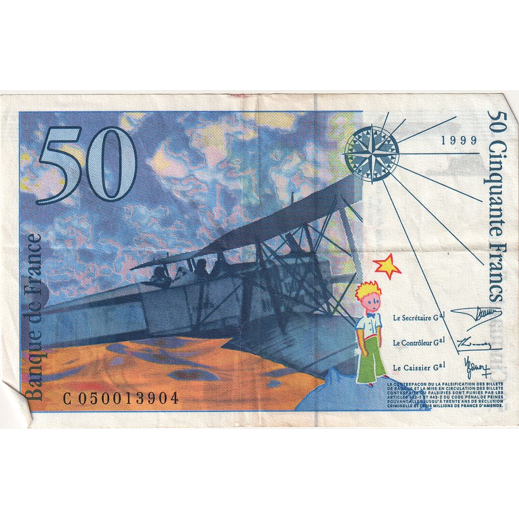 Francia, 50 Francs, St Exupéry, 1999, C050013904, BB+, Fayette:73.5, KM:157Ad