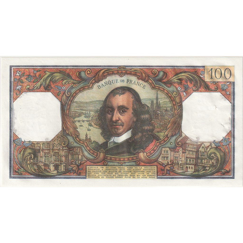 France, 100 Francs, Corneille, 1977, 77338, UNC(63), Fayette:65.59, KM:149f
