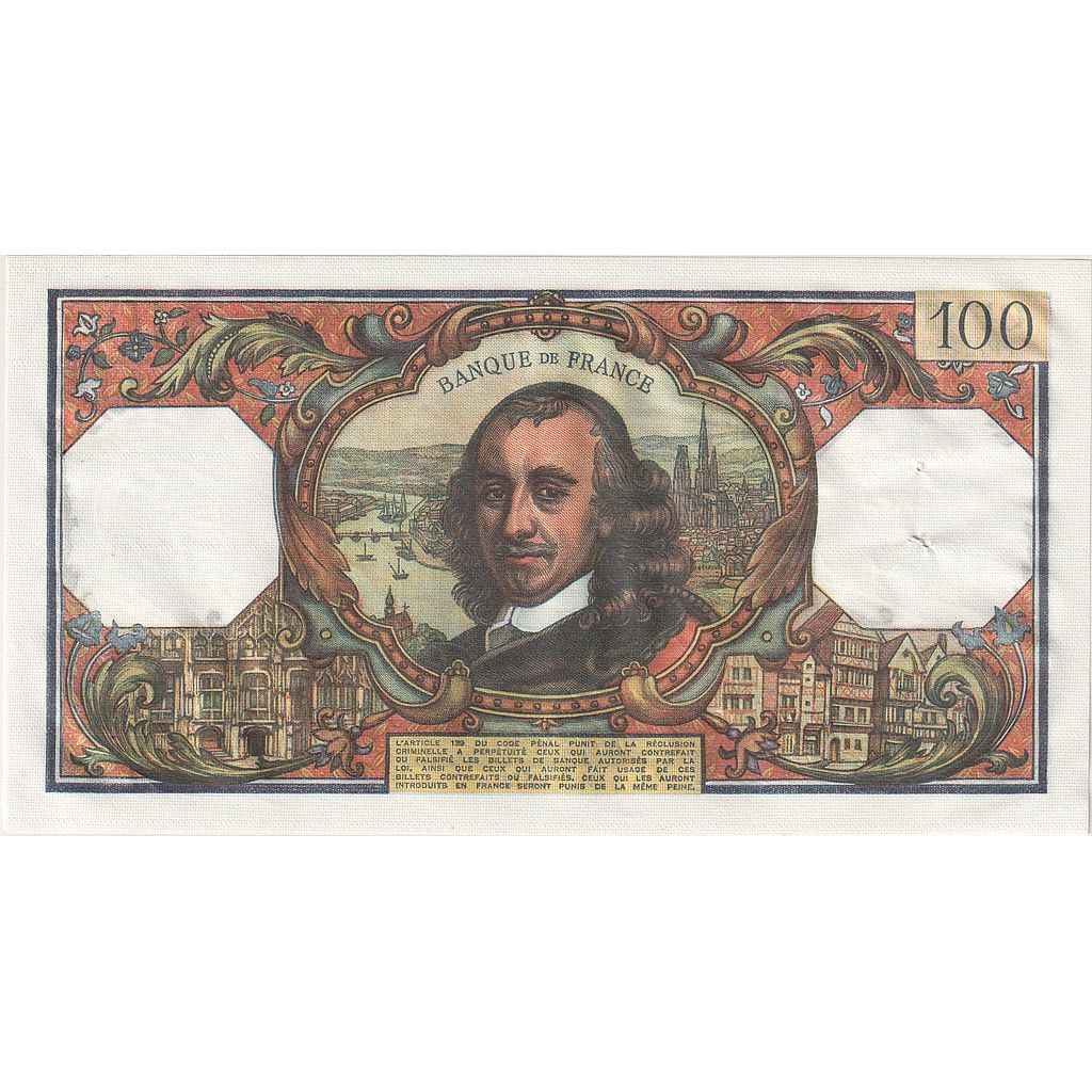 France, 100 Francs, Corneille, 1977, 49061, UNC(63), Fayette:65.59, KM:149f