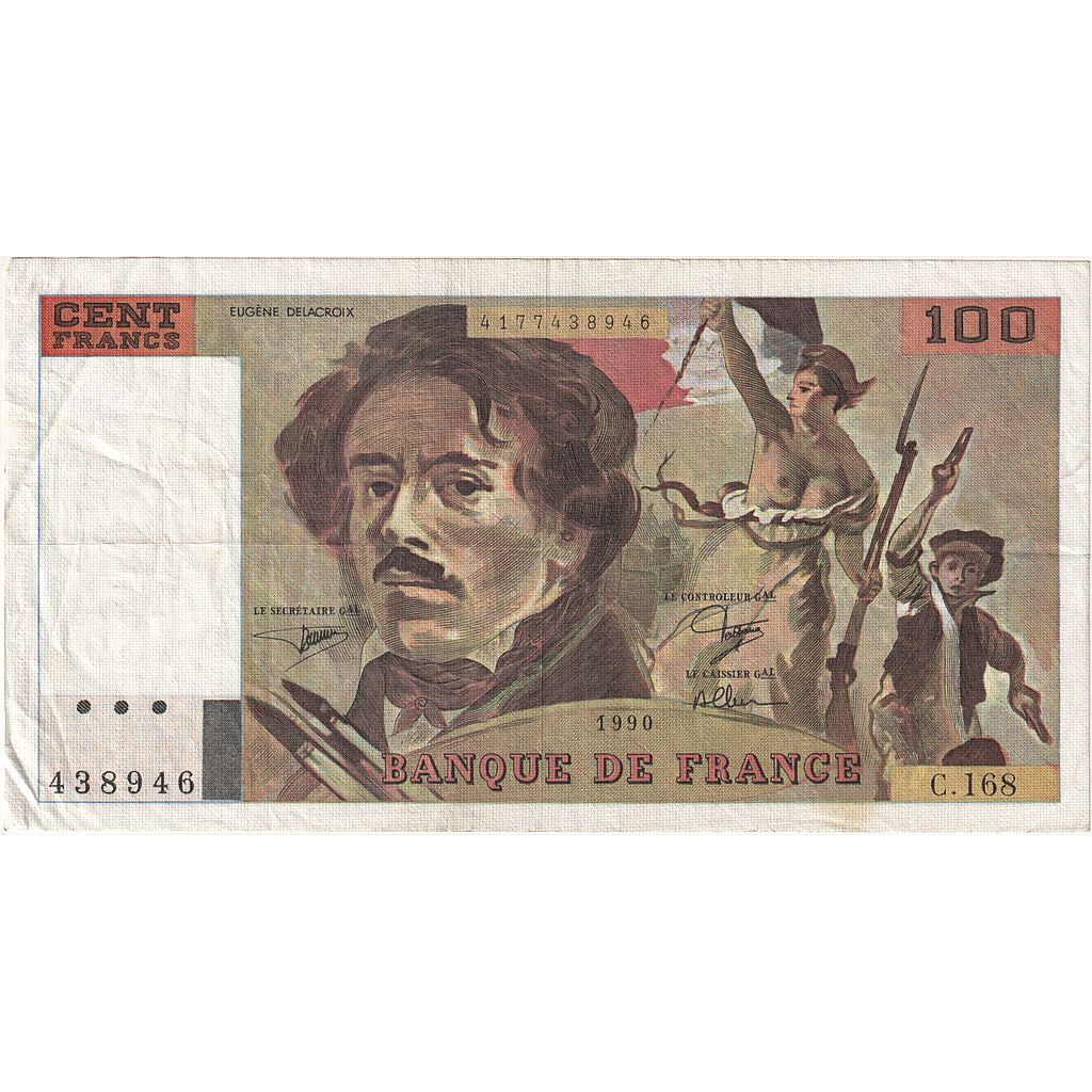 Francia, 100 Francs, Delacroix, 1990, C.168, B, Fayette:69BIS.02B, KM:154e