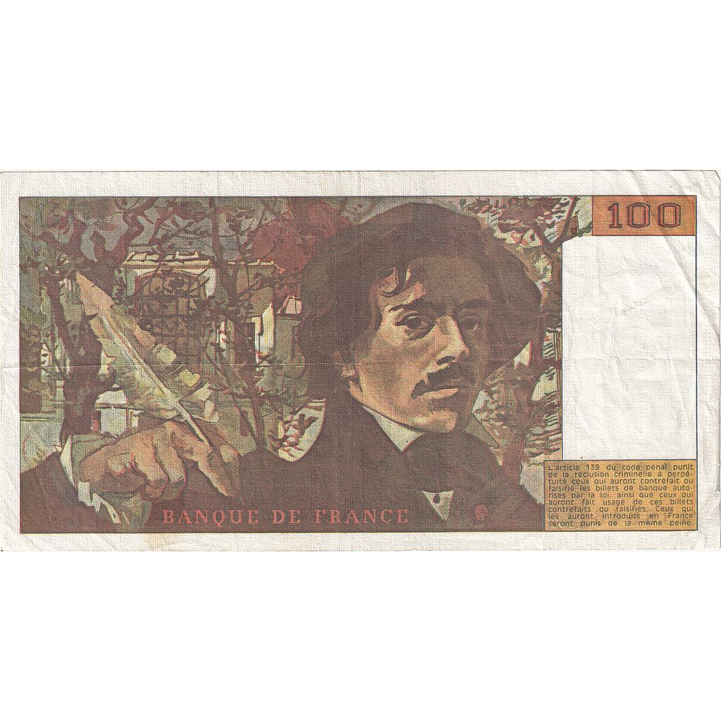 Francia, 100 Francs, Delacroix, 1990, C.168, B, Fayette:69BIS.02B, KM:154e