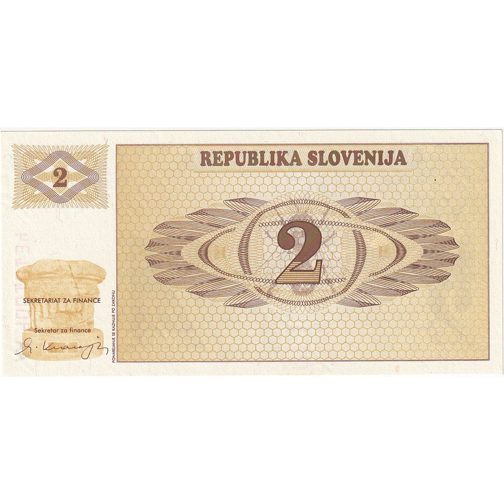Banknote, Slovenia, 2 (Tolarjev), KM:2s1, UNC(65-70)