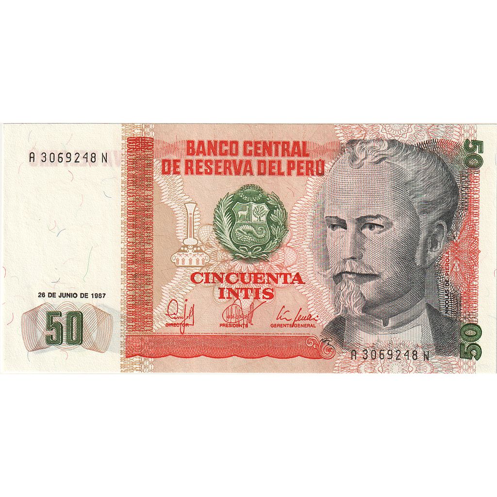 Billet, Pérou, 50 Intis, 1987-06-26, KM:131b, NEUF