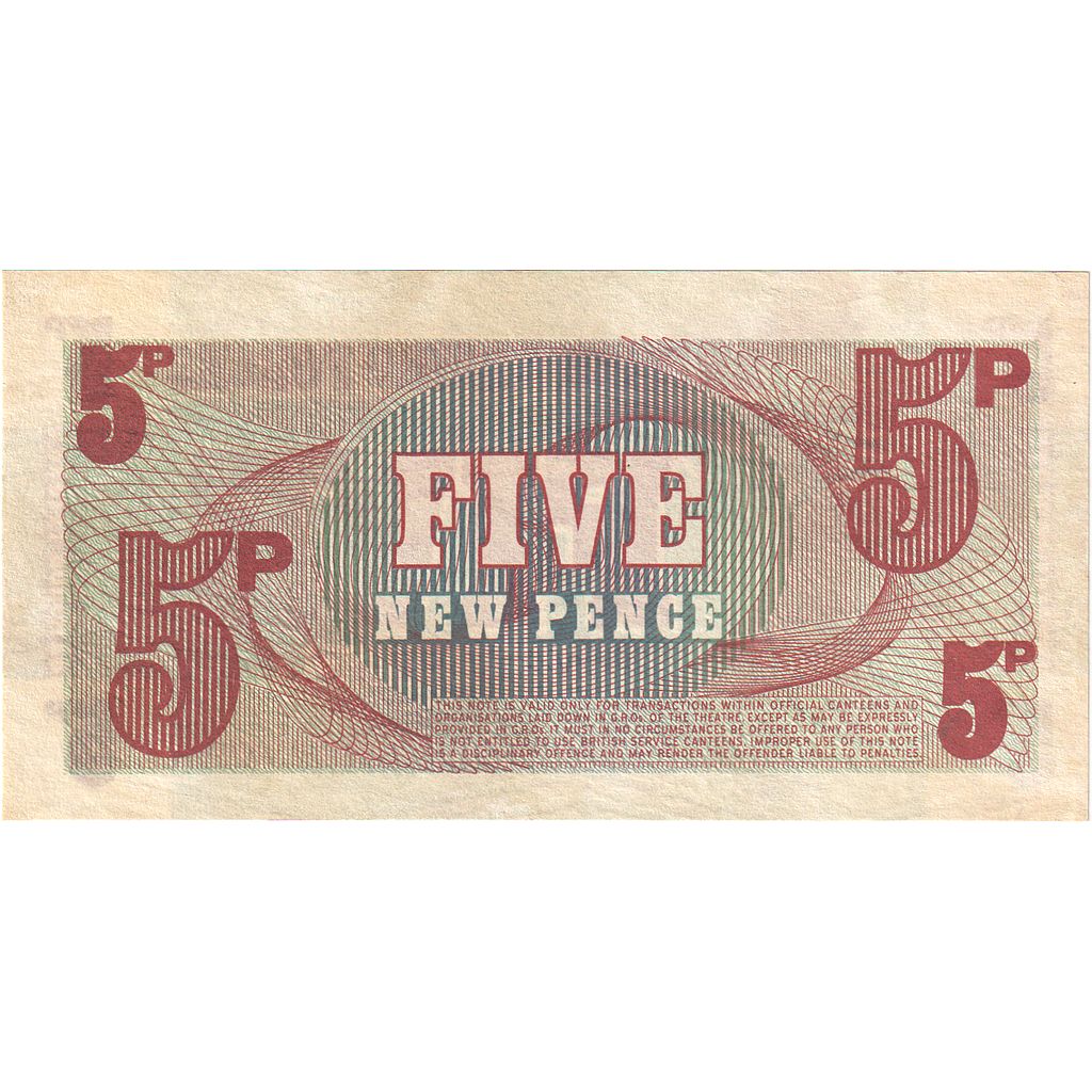 Biljet, Groot Bretagne, 5 New Pence, KM:M44a, NIEUW