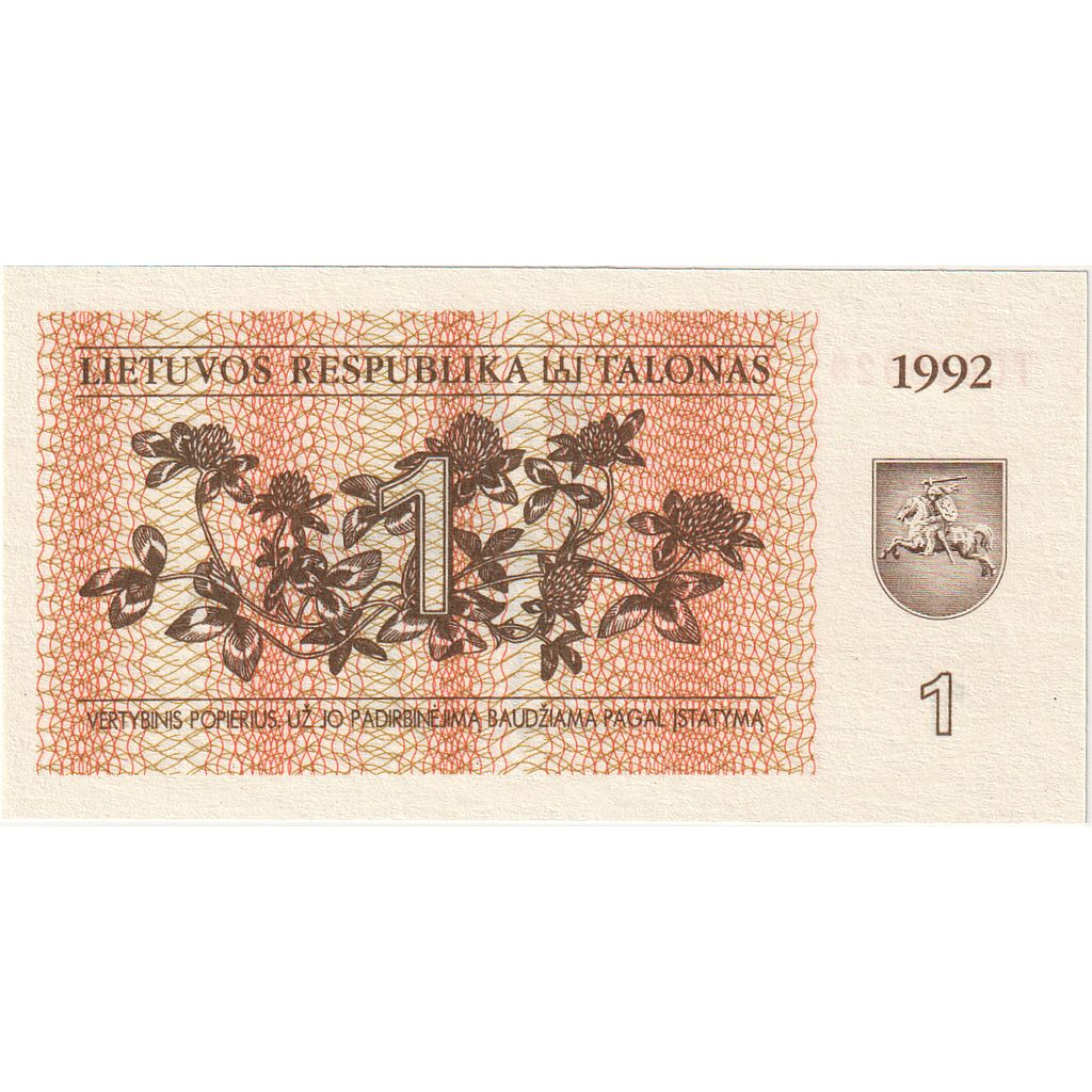 Lithuania, 1 (Talonas), 1992, 1992, KM:39, UNC(65-70)