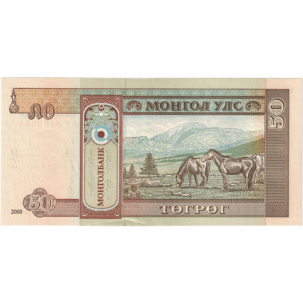 Biljet, Mongolië, 50 Tugrik, 2000, KM:64b, NIEUW