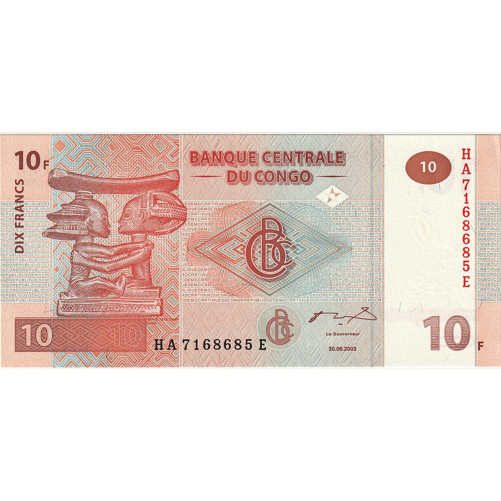 Banconote, Repubblica del Congo, 10 Francs, 2003, 2003-06-30, FDS