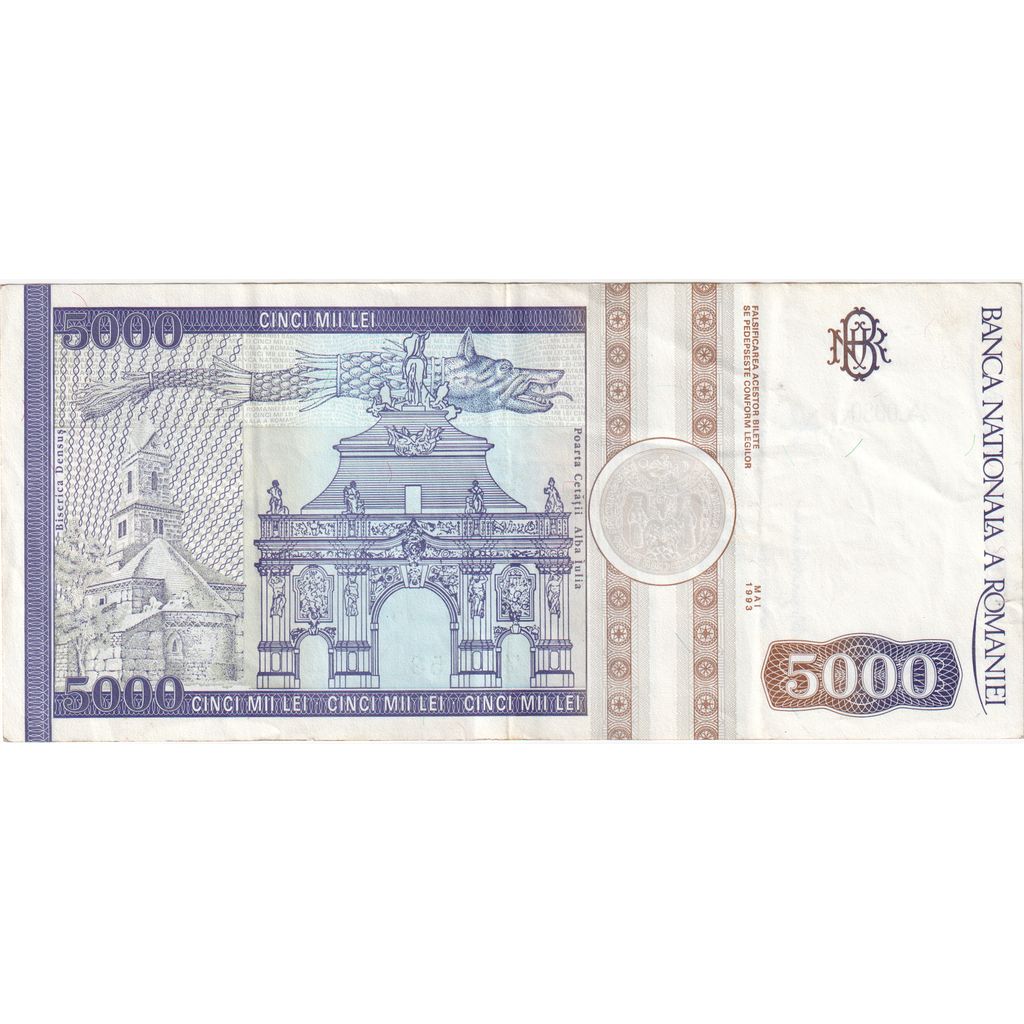 Banknote, Romania, 5000 Lei, 1993, Mai 1993, KM:104a, EF(40-45)