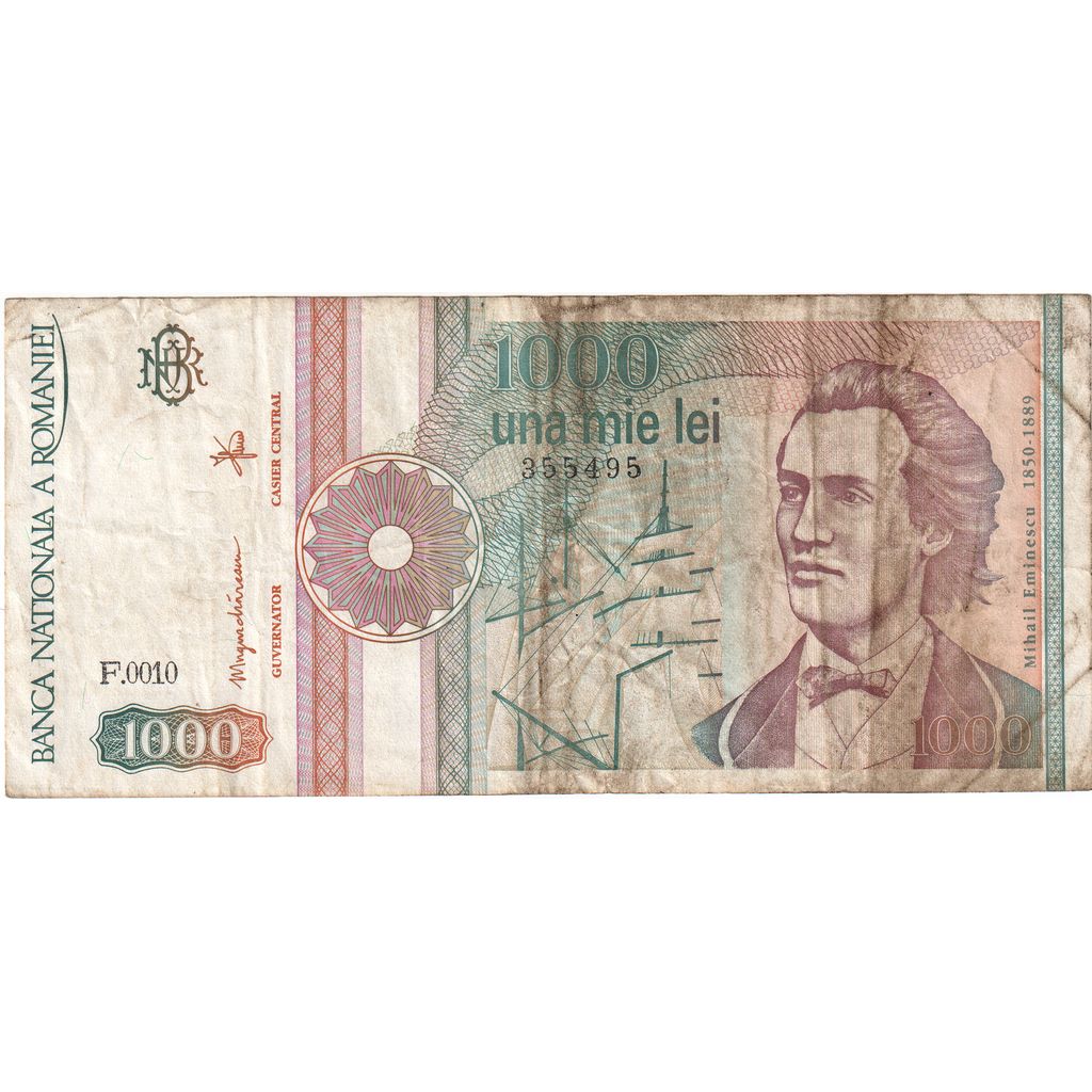 Roménia, 1000 Lei, 1991, KM:101Aa, F(12-15)