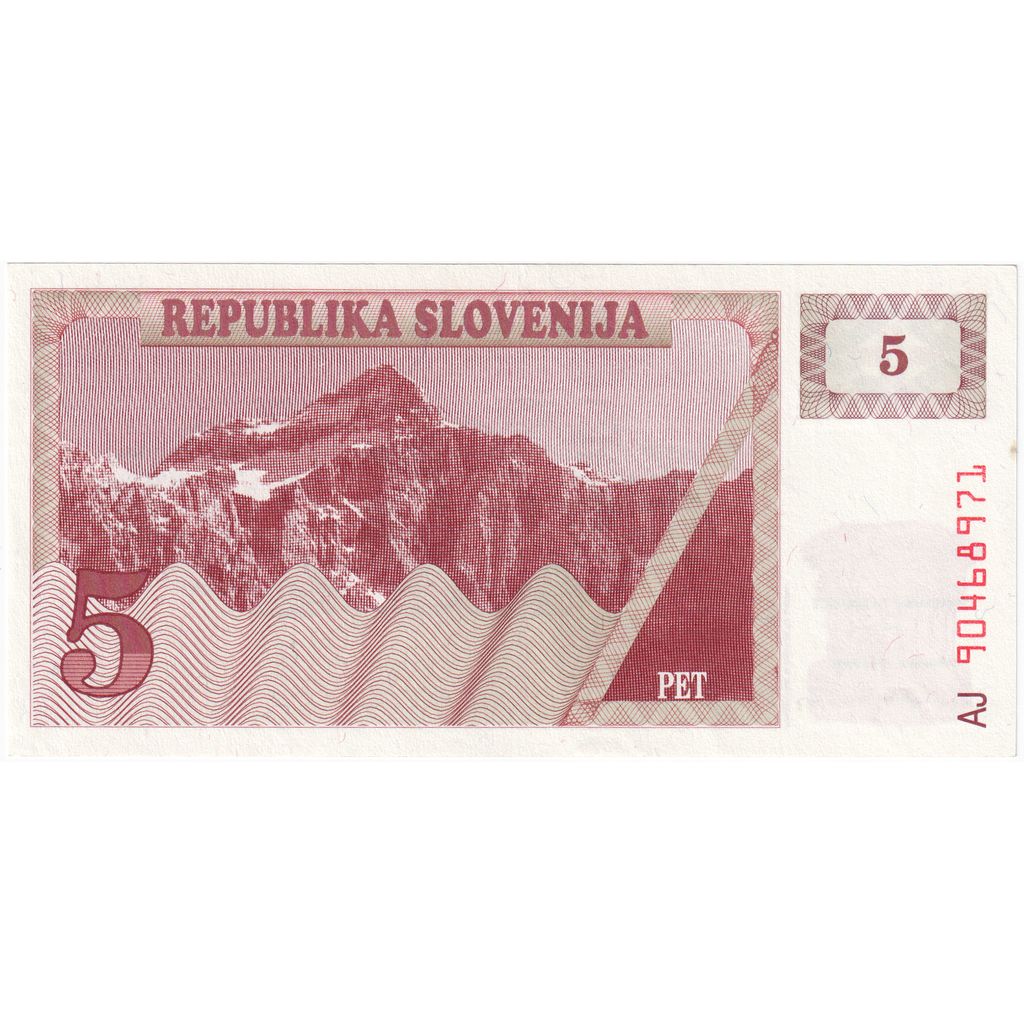 Slovenia, 5 (Tolarjev), KM:3a, SPL-