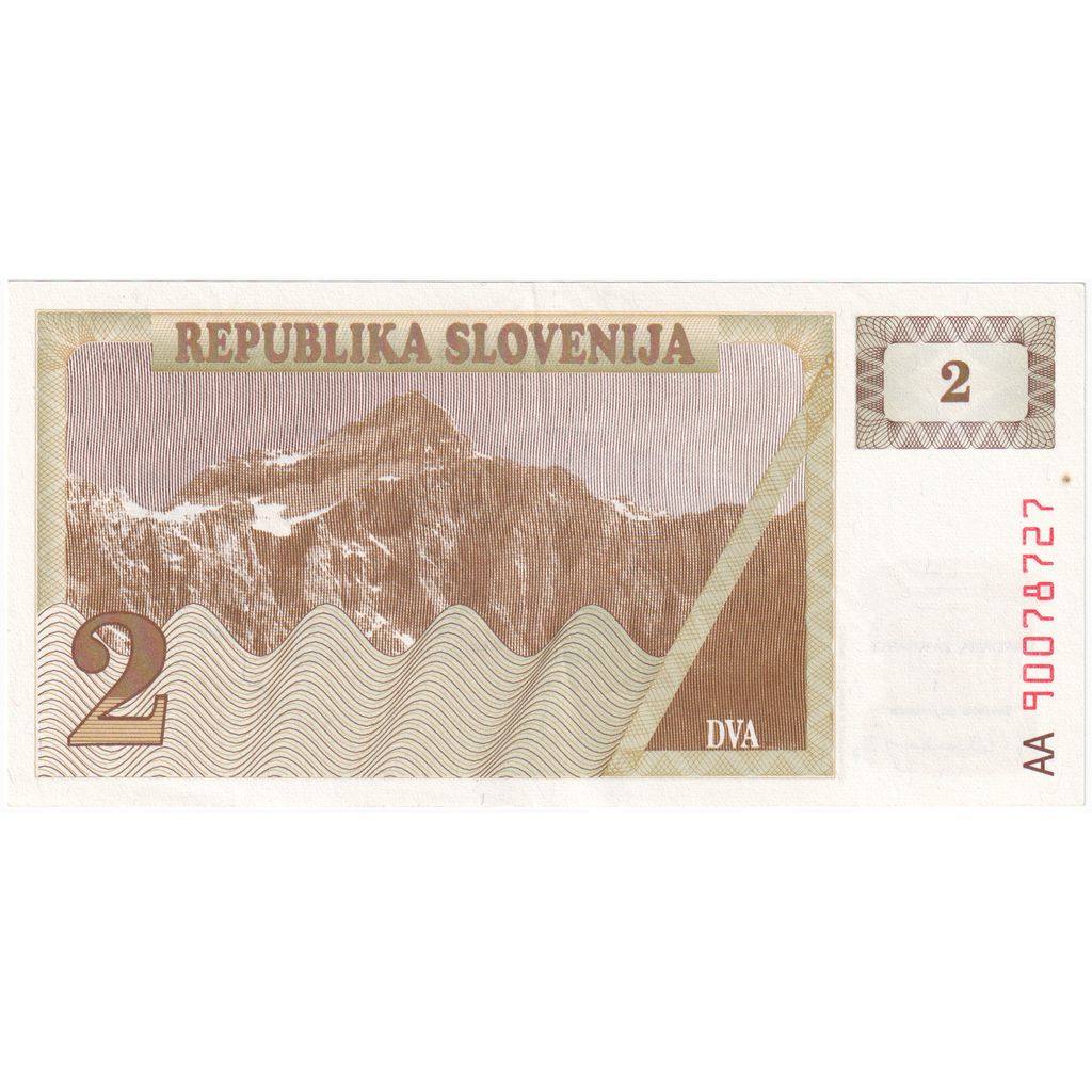 Slovenia, 2 (Tolarjev), KM:2a, AU(55-58)