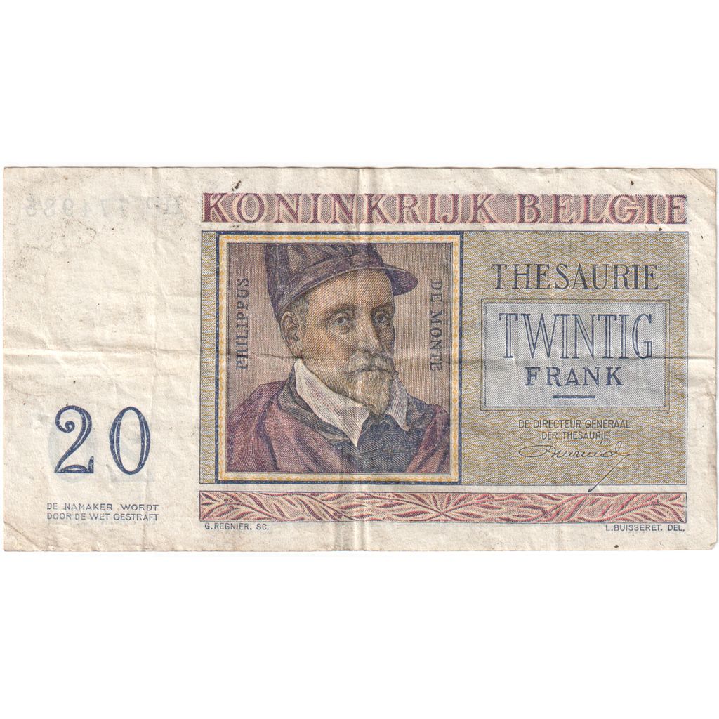 Belgium, 20 Francs, 1966, 1966-04-03, KM:132b, VG(8-10)