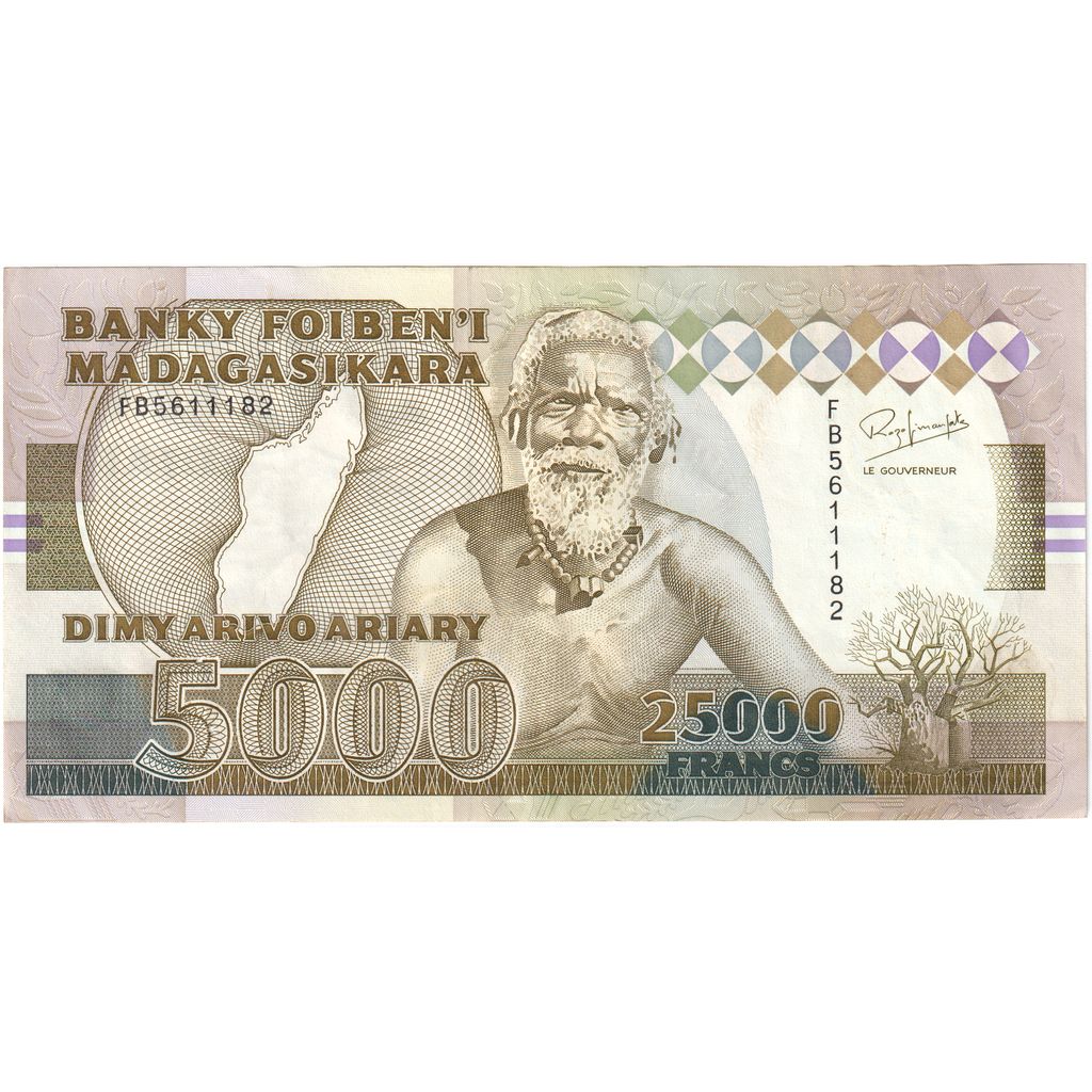 Madagascar, 25,000 Francs = 5000 Ariary, SS